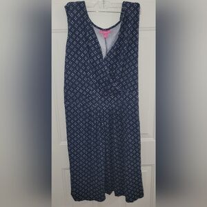 Blue patterned plus size dress, 4X or 34/36